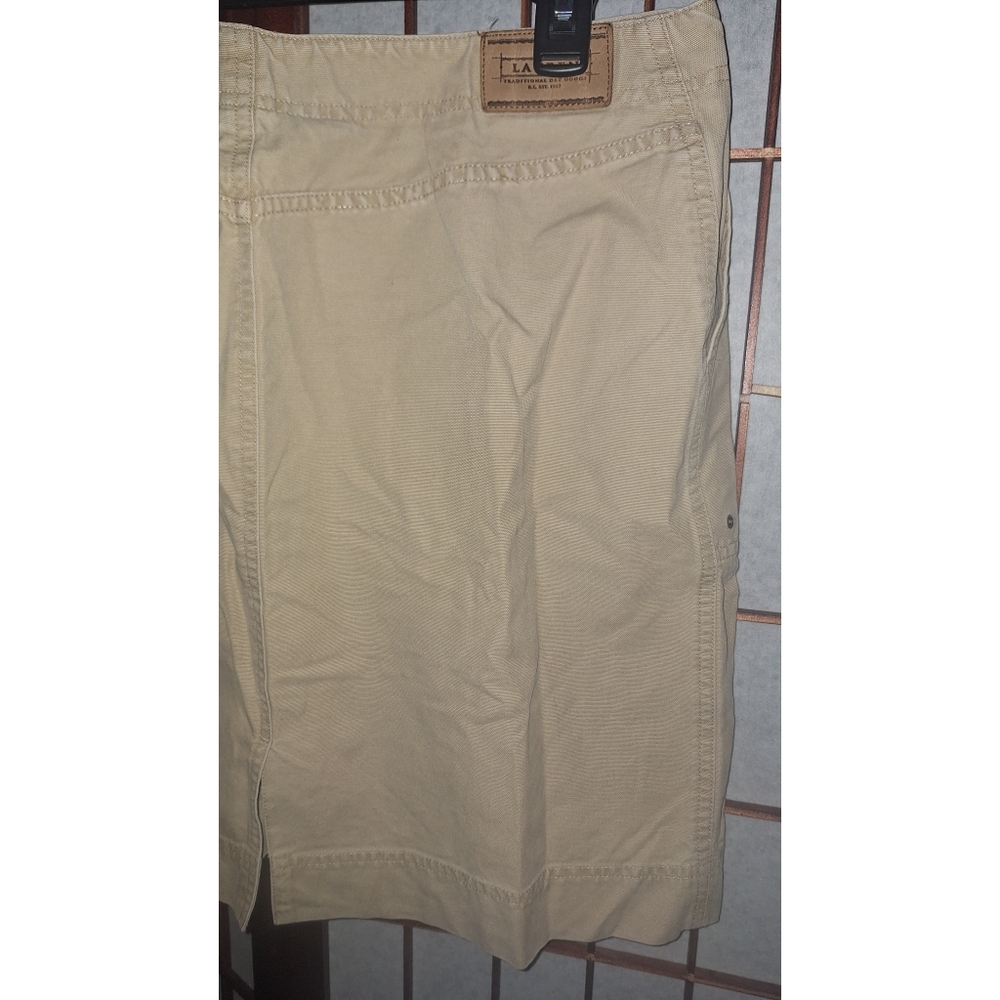 Lauren Ralph Lauren | Button Down Pocketed Cotton Tan A-Line Skirt - Picture 8 of 16